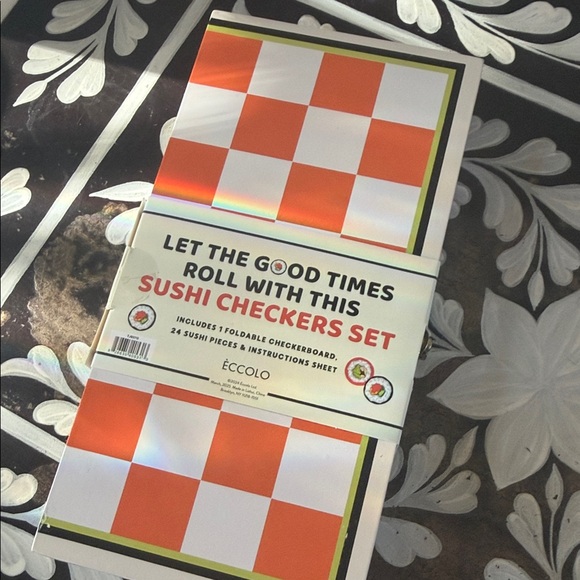 Eccolo Other - Eccolo Sushi Checkers Set with Vibrant Orange and White Board